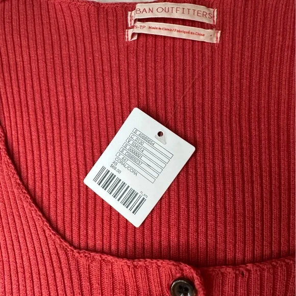 NWT Urban Outfitters Lily Button Down Bodycon Mini Ribbed Dress in Coral Size XS - Picture 8 of 9